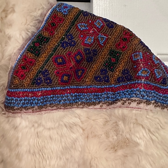 Free People Patched In Prine Beaded Furry Coat Small - Picture 7 of 10